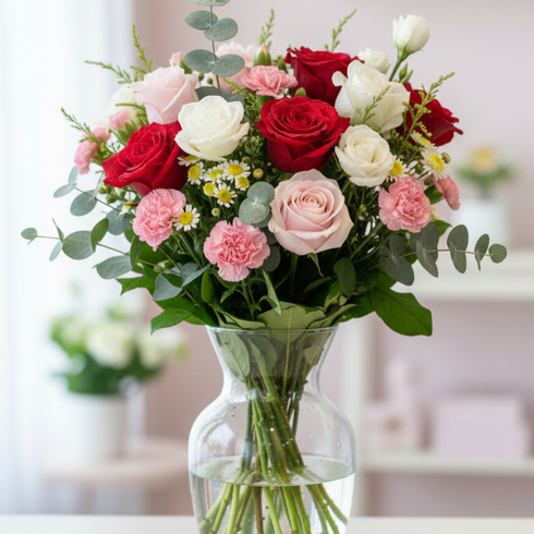 Liebeszauber in Rot & Rosa - Romantische Kombination aus roten und rosa Rosen