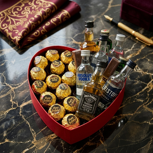 Herz Voller Genüsse – Liebevoll gefülltes Geschenkherz mit Delikatessen und Pralinen | Amores
