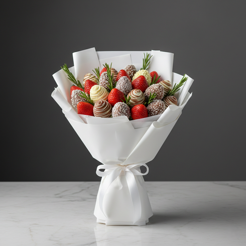 Elegante Erdbeer Bouquet