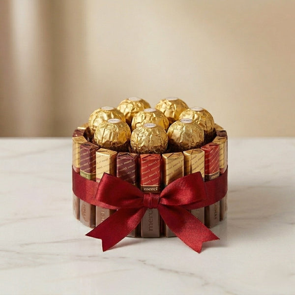 Schokoladen-Bouquet mit Ferrero Rocher & Merci zum Muttertag – Lieferung in Linz.