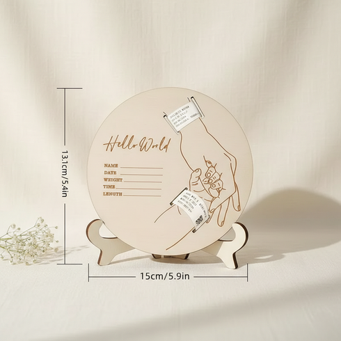 Hallo Welt Krankenhaus Armband Rahmen – Personalisierter Holzrahmen mit Gravur für Krankenhaus-Armband, Same-Day-Lieferung Linz | Amores
