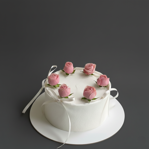 Rosa Blüten Minimalist - Minimalistische Geburtstagstorte in zarter Eleganz
