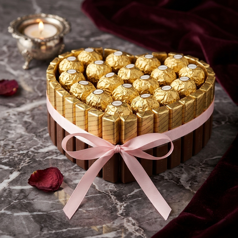 Rosen Herz Set – Romantische Kombination aus Rosen und edlen Geschenkartikeln | Amores