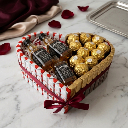 Gentleman's Genuss Herz – Edle Herzbox mit Pralinen und Genussmitteln für den Gentleman | Amores