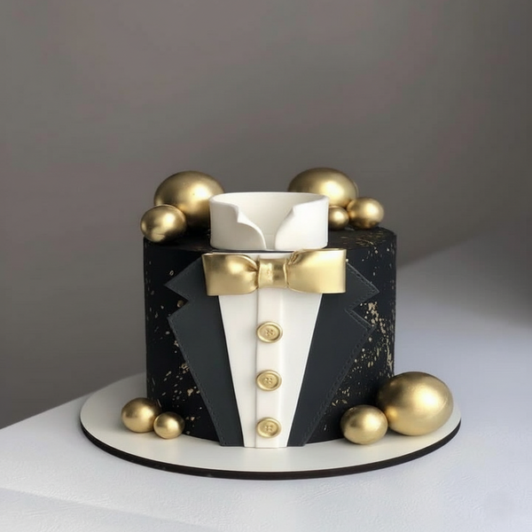 Der Goldene Smoking - Elegante Geburtstagstorte goldene Eleganz