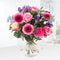 Juwelen Bouquet - Rosa Gerbera mit Rosen und Eustoma in farbenfroher Eleganz