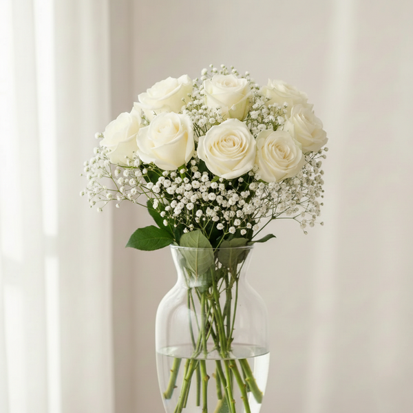 Weiße Rosen ab 6 Stück – Frische weiße Blumen für Hochzeit & Verlobung, Same-Day-Lieferung Linz | Amores