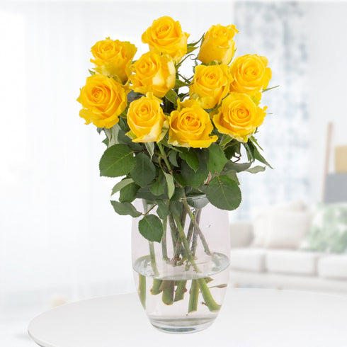 Goldener Moment - 10 gelbe Rosen für Freundschaft und Lebensfreude